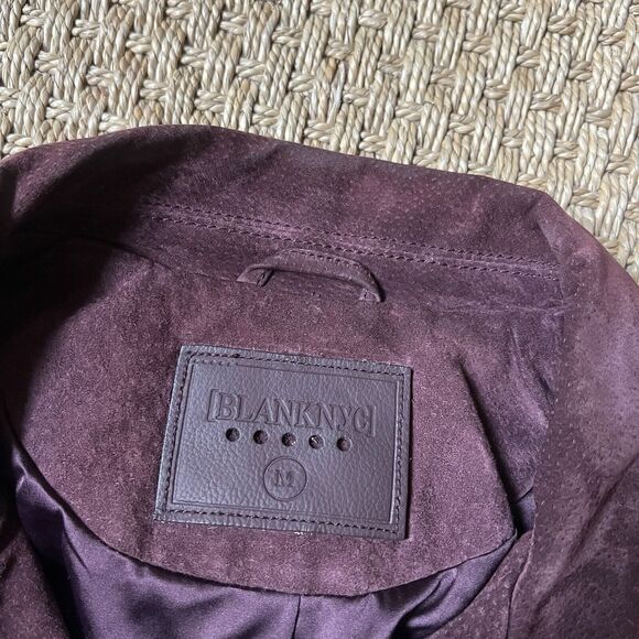 BLANK NYC Burgundy Suede Leather Moto Jacket Offset Zipper  SZ M 90s Grunge Y2K - Picture 6 of 12